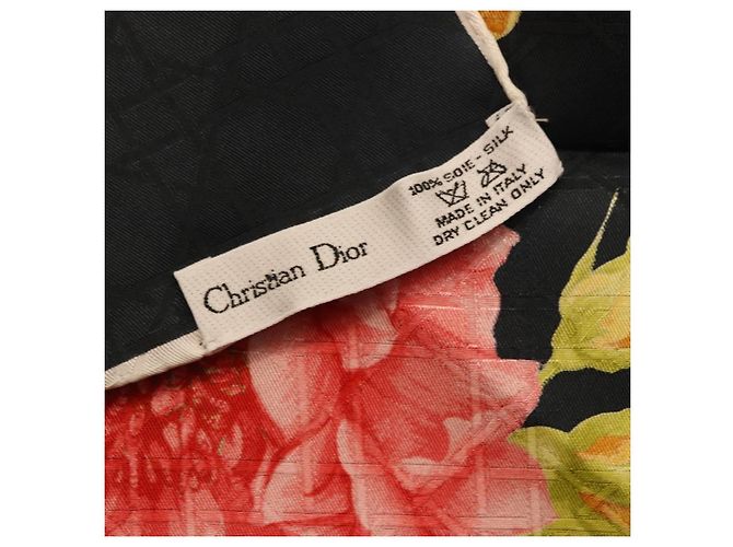 Christian Dior floraler Seidenschal Schwarz Blau Auth am12095M - vista 22