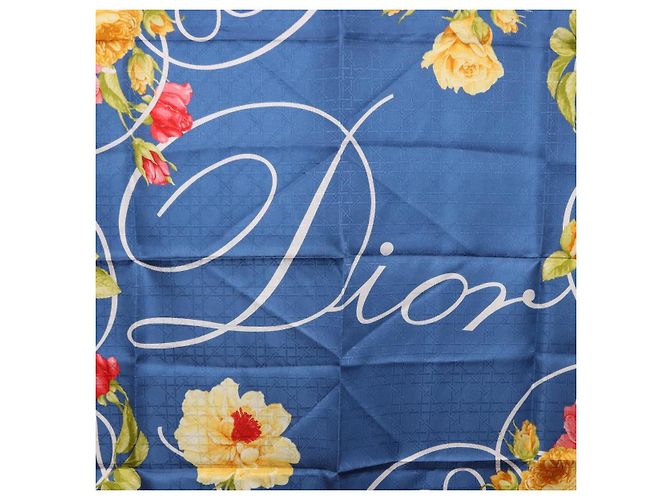 Christian Dior floraler Seidenschal Schwarz Blau Auth am12095M - vista 6