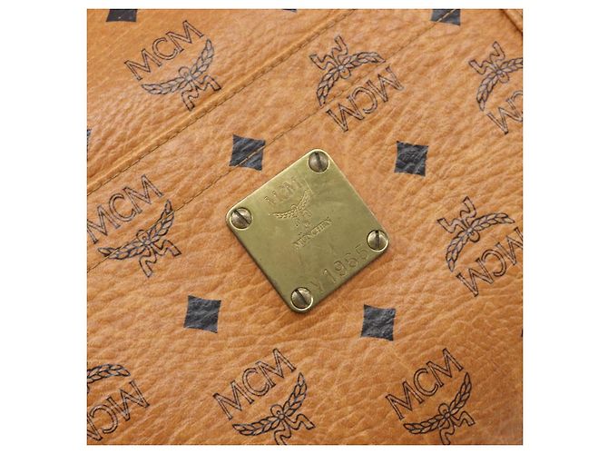 Borsa Tote MCM Vicetos Logogram PVC Leather Brown Gold Auth 200953 Marrone D'oro - vista 12