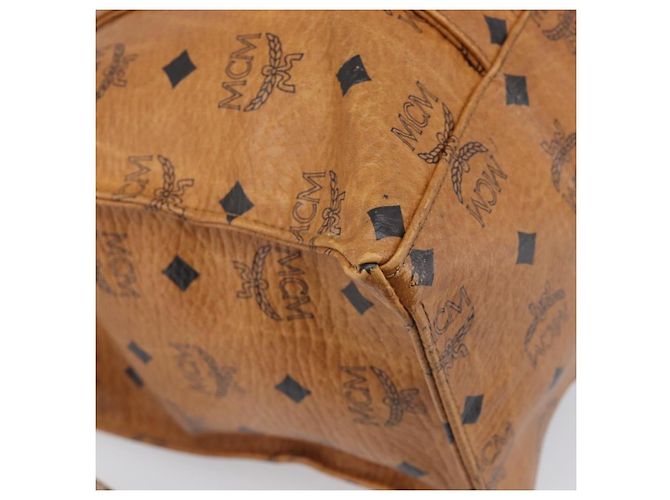 Borsa Tote MCM Vicetos Logogram PVC Leather Brown Gold Auth 200953 Marrone D'oro - vista 16