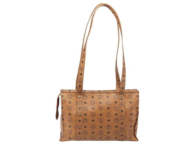 Borsa Tote MCM Vicetos Logogram PVC Leather Brown Gold Auth 200953 Marrone D'oro - vista 2