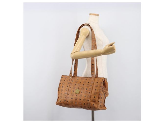 Borsa Tote MCM Vicetos Logogram PVC Leather Brown Gold Auth 200953 Marrone D'oro - vista 22