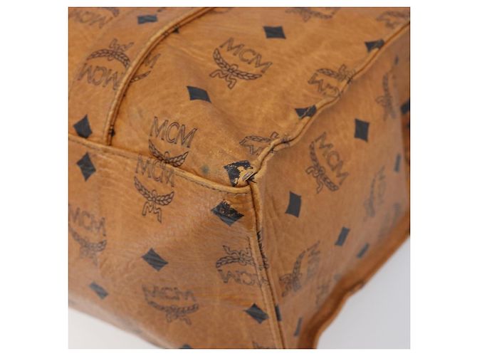 Borsa Tote MCM Vicetos Logogram PVC Leather Brown Gold Auth 200953 Marrone D'oro - vista 9
