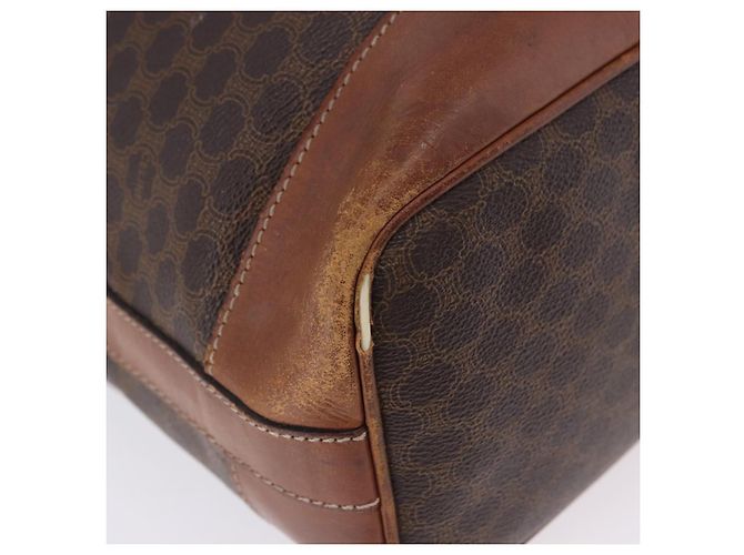 Céline Borsa a tracolla CELINE Macadam Canvas PVC Leather Brown Gold Auth 199612 Marrone D'oro - vista 14