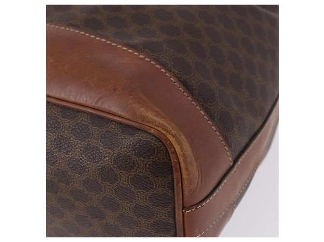Céline Borsa a tracolla CELINE Macadam Canvas PVC Leather Brown Gold Auth 199612 Marrone D'oro - vista 15