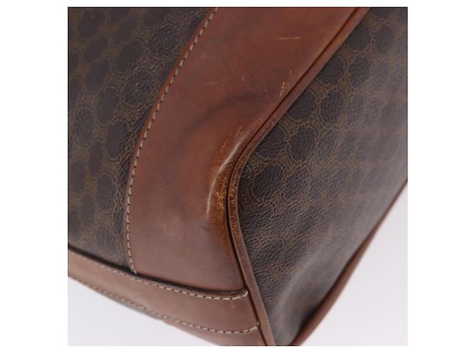 Céline Borsa a tracolla CELINE Macadam Canvas PVC Leather Brown Gold Auth 199612 Marrone D'oro - vista 16