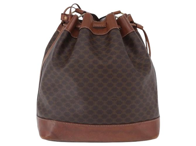 Céline Borsa a tracolla CELINE Macadam Canvas PVC Leather Brown Gold Auth 199612 Marrone D'oro - vista 2