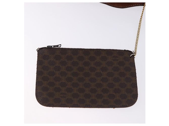 Céline Borsa a tracolla CELINE Macadam Canvas PVC Leather Brown Gold Auth 199612 Marrone D'oro - vista 21