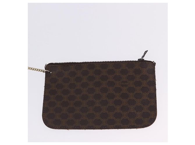Céline Borsa a tracolla CELINE Macadam Canvas PVC Leather Brown Gold Auth 199612 Marrone D'oro - vista 22