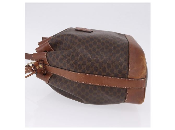 Céline Borsa a tracolla CELINE Macadam Canvas PVC Leather Brown Gold Auth 199612 Marrone D'oro - vista 4