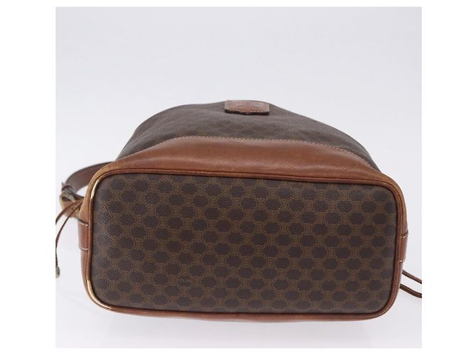 Céline Borsa a tracolla CELINE Macadam Canvas PVC Leather Brown Gold Auth 199612 Marrone D'oro - vista 5