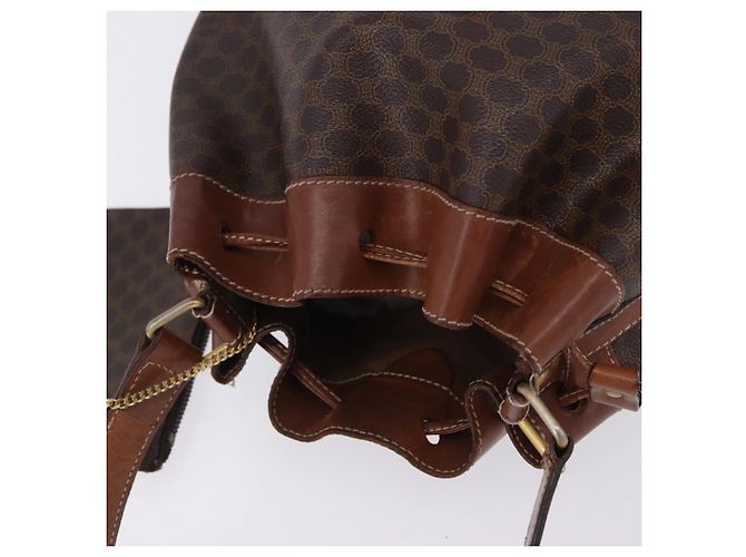 Céline Borsa a tracolla CELINE Macadam Canvas PVC Leather Brown Gold Auth 199612 Marrone D'oro - vista 6