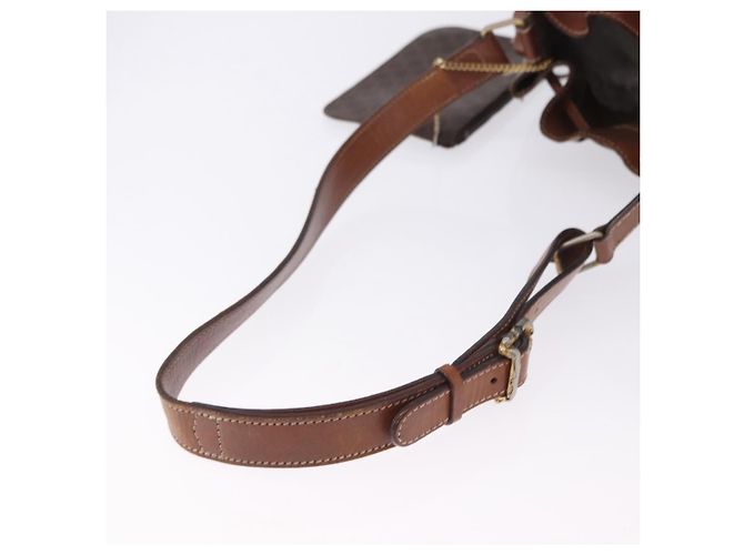 Céline Borsa a tracolla CELINE Macadam Canvas PVC Leather Brown Gold Auth 199612 Marrone D'oro - vista 7