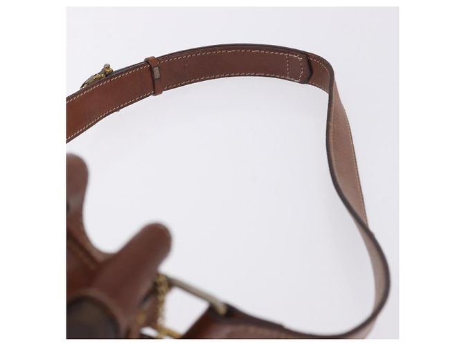 Céline Borsa a tracolla CELINE Macadam Canvas PVC Leather Brown Gold Auth 199612 Marrone D'oro - vista 8