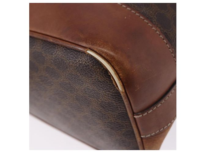 Céline Borsa a tracolla CELINE Macadam Canvas PVC Leather Brown Gold Auth 199612 Marrone D'oro - vista 9