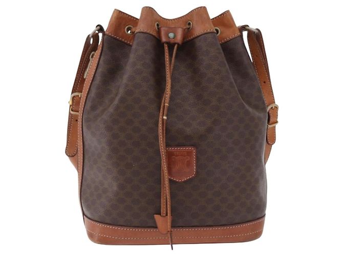 Céline Borsa a tracolla CELINE Macadam PVC Pelle Marrone Oro Auth 200933 D'oro - vista 13