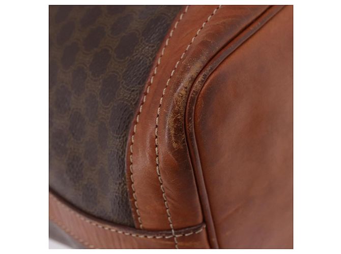 Céline Borsa a tracolla CELINE Macadam PVC Pelle Marrone Oro Auth 200933 D'oro - vista 16