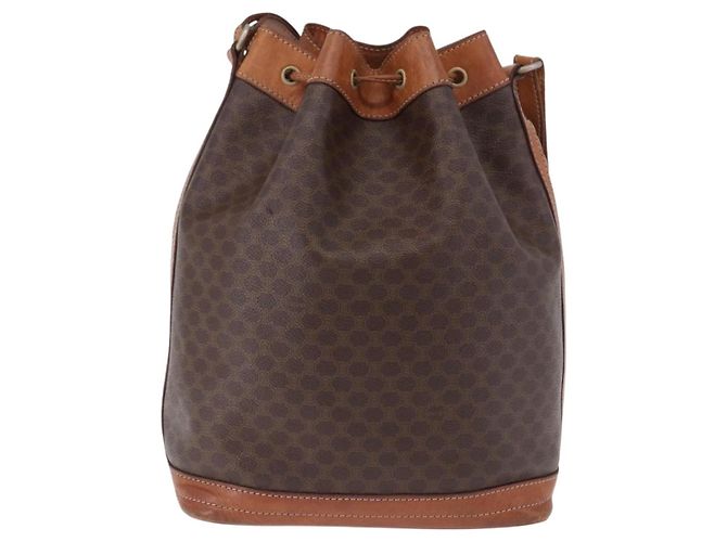 Céline Borsa a tracolla CELINE Macadam PVC Pelle Marrone Oro Auth 200933 D'oro - vista 2
