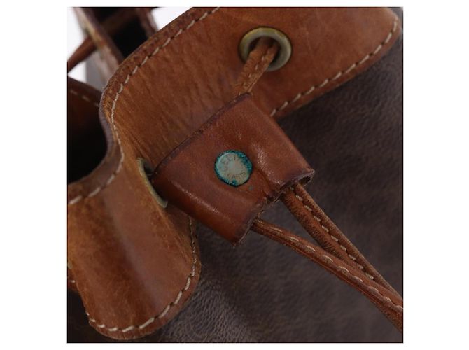 Céline Borsa a tracolla CELINE Macadam PVC Pelle Marrone Oro Auth 200933 D'oro - vista 20