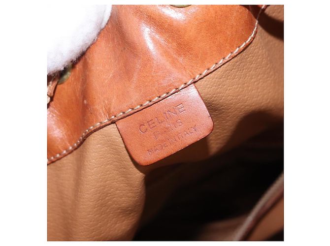 Céline Borsa a tracolla CELINE Macadam PVC Pelle Marrone Oro Auth 200933 D'oro - vista 26