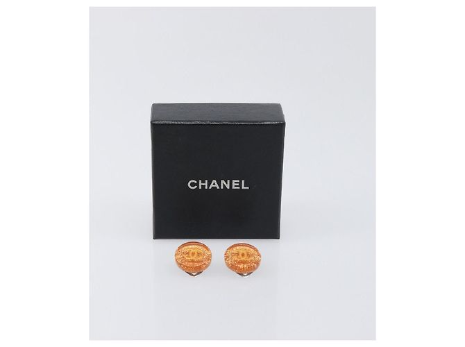 Orecchini CHANEL in plastica Orange CC Auth 199737V Arancione - vista 12