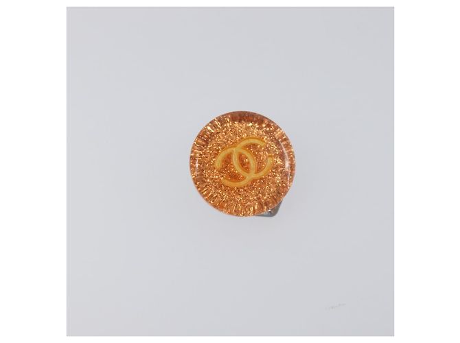 Orecchini CHANEL in plastica Orange CC Auth 199737V Arancione - vista 2