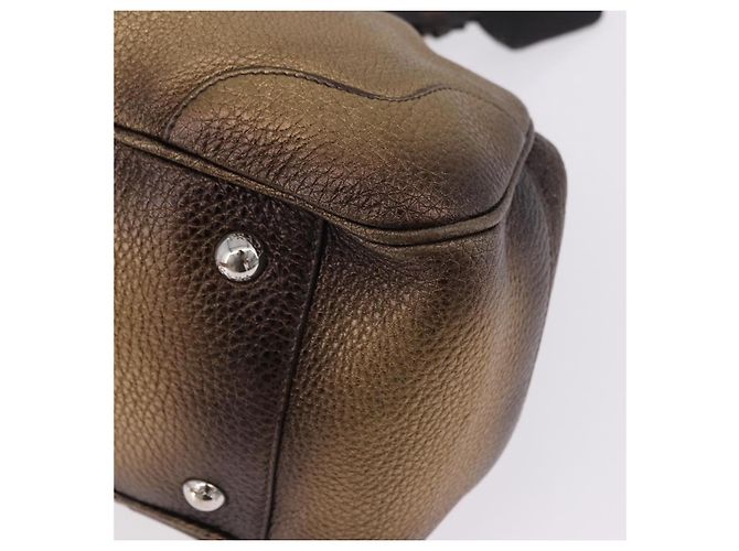 Borsa a mano PRADA in pelle tono oro Auth yk20860V - vista 16