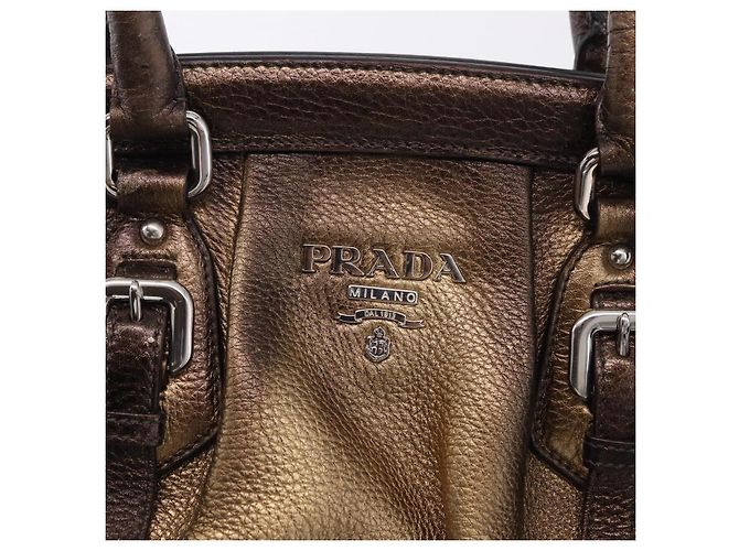 Borsa a mano PRADA in pelle tono oro Auth yk20860V - vista 19