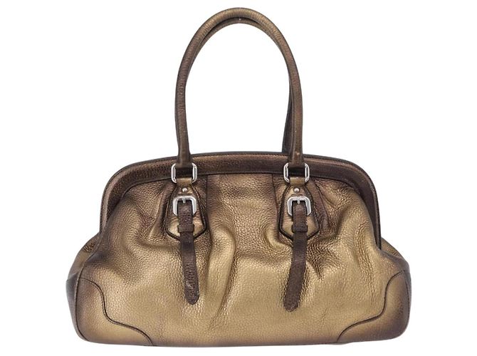 Borsa a mano PRADA in pelle tono oro Auth yk20860V - vista 3