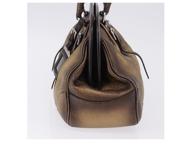 Borsa a mano PRADA in pelle tono oro Auth yk20860V - vista 4
