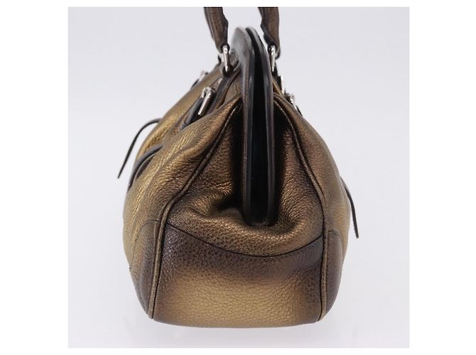 Borsa a mano PRADA in pelle tono oro Auth yk20860V - vista 5