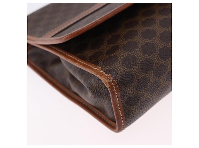 Céline Borsa a tracolla CELINE Macadam Canvas PVC Leather Brown Gold Auth ka5827 Marrone D'oro - vista 14