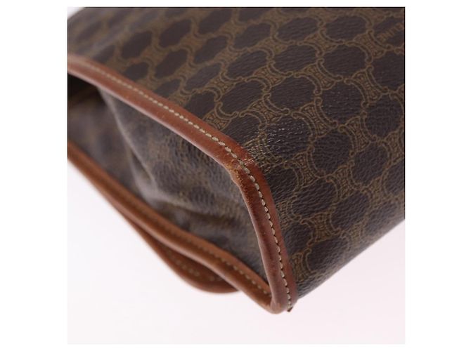 Céline Borsa a tracolla CELINE Macadam Canvas PVC Leather Brown Gold Auth ka5827 Marrone D'oro - vista 16