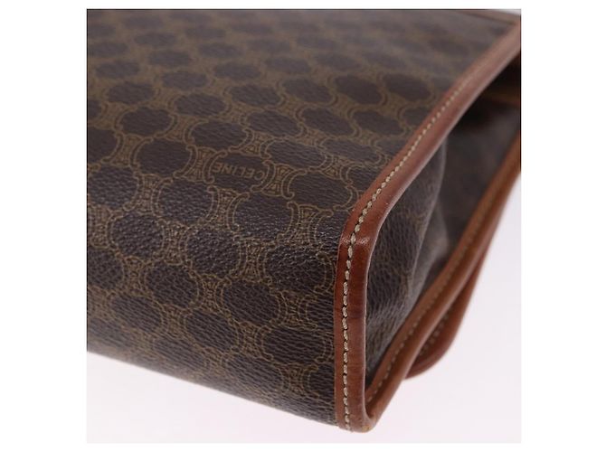 Céline Borsa a tracolla CELINE Macadam Canvas PVC Leather Brown Gold Auth ka5827 Marrone D'oro - vista 17