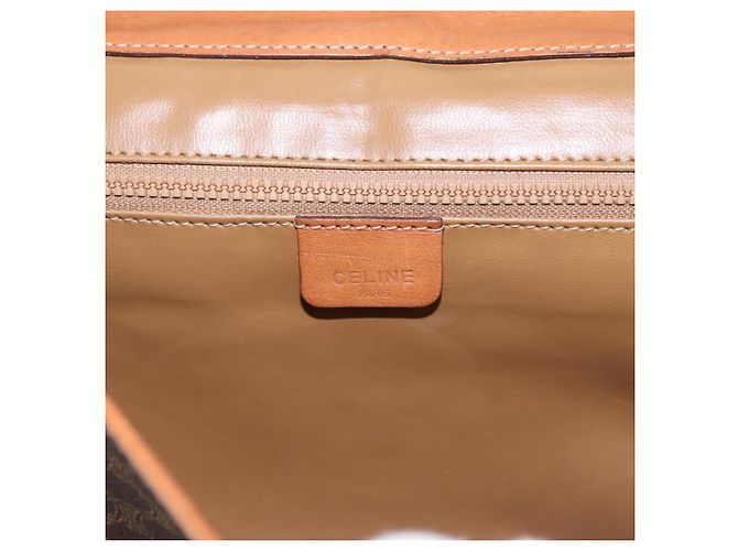 Céline Borsa a tracolla CELINE Macadam Canvas PVC Leather Brown Gold Auth ka5827 Marrone D'oro - vista 18