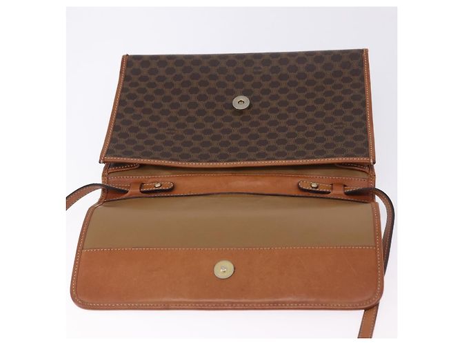 Céline Borsa a tracolla CELINE Macadam Canvas PVC Leather Brown Gold Auth ka5827 Marrone D'oro - vista 9