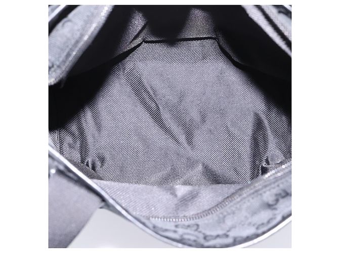 Borsa Tote GUCCI GG Canvas Nero Argento 019 0402 Auth 197830 - vista 11