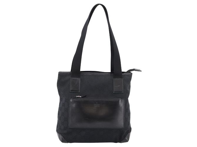 Borsa Tote GUCCI GG Canvas Nero Argento 019 0402 Auth 197830 - vista 13