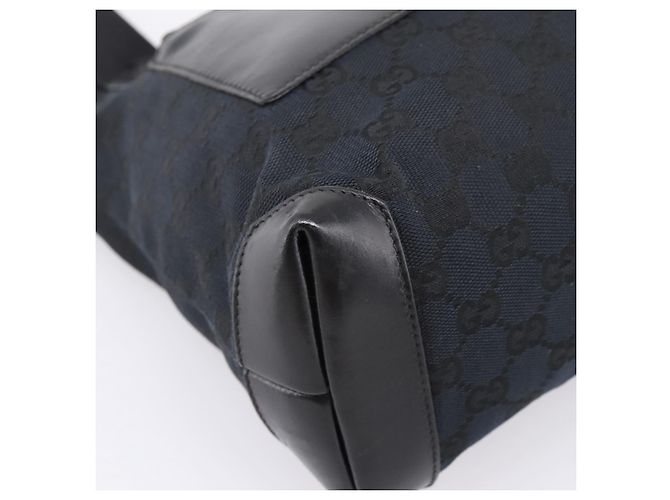 Borsa Tote GUCCI GG Canvas Nero Argento 019 0402 Auth 197830 - vista 15