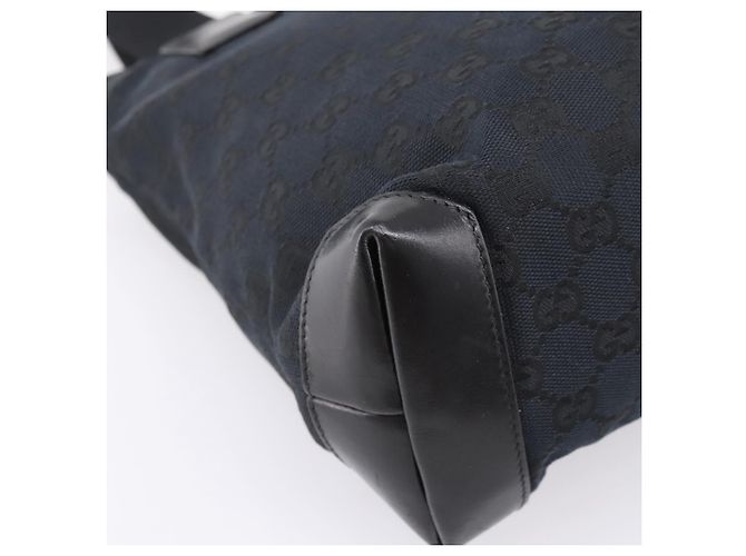 Borsa Tote GUCCI GG Canvas Nero Argento 019 0402 Auth 197830 - vista 17