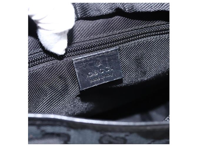 Borsa Tote GUCCI GG Canvas Nero Argento 019 0402 Auth 197830 - vista 18