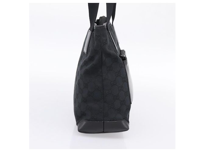 Borsa Tote GUCCI GG Canvas Nero Argento 019 0402 Auth 197830 - vista 3