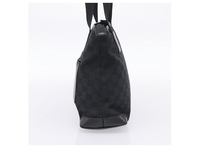 Borsa Tote GUCCI GG Canvas Nero Argento 019 0402 Auth 197830 - vista 4