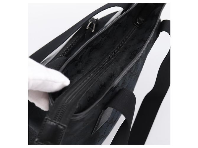Borsa Tote GUCCI GG Canvas Nero Argento 019 0402 Auth 197830 - vista 6