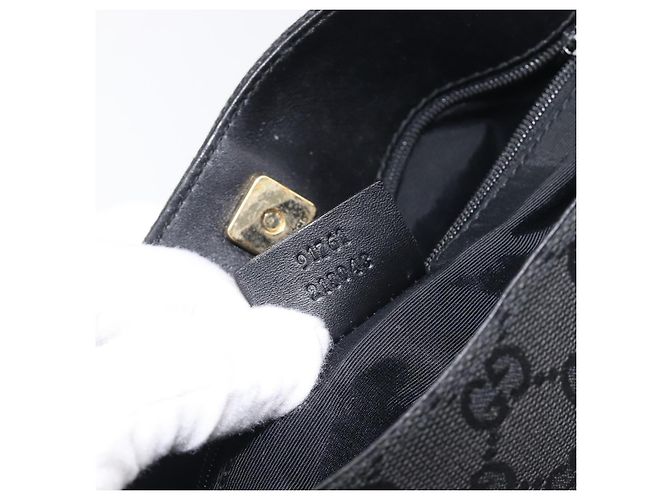 Borsa a tracolla GUCCI GG Canvas Nera Tono Oro 91761 Auth 198480A Nero - vista 12