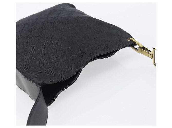 Borsa a tracolla GUCCI GG Canvas Nera Tono Oro 91761 Auth 198480A Nero - vista 6