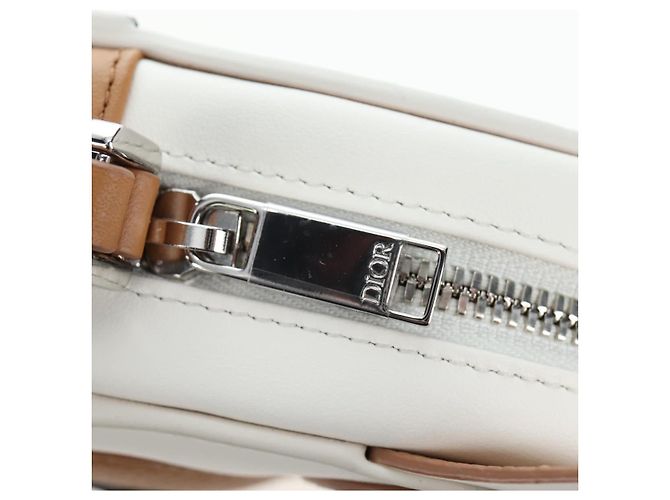 Borsa a tracolla Christian Dior in pelle beige argento Auth 197440SM - vista 9