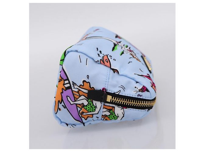 Pouch PRADA Nylon Azzurro Oro Auth 200256A D'oro Blu chiaro - vista 4