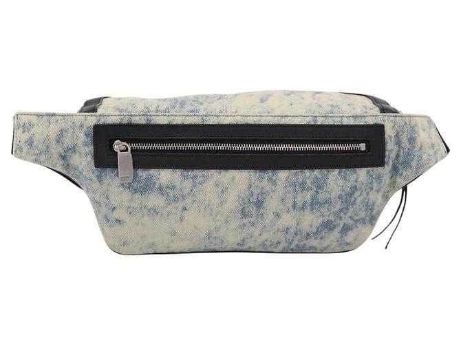 Borsello da vita SAINT LAURENT Canvas Blue Silver Auth ka5910 Argento - vista 2
