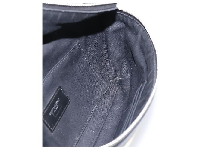 Borsello da vita SAINT LAURENT Canvas Blue Silver Auth ka5910 Argento - vista 20